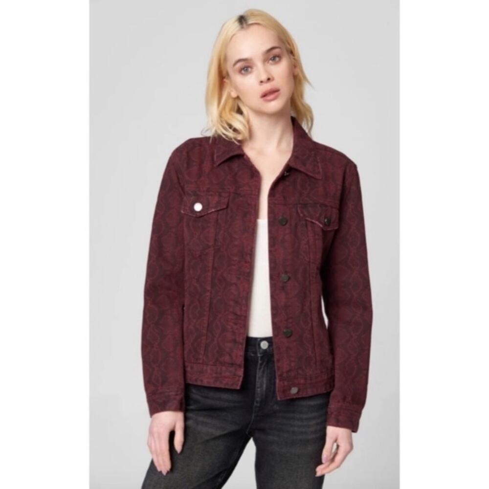 Blank NYC Denim Snake Print Red Jean Jacket Size Small New